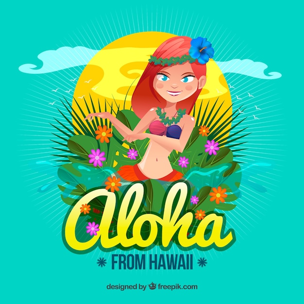 Vlakke ontwerp aloha dans achtergrond