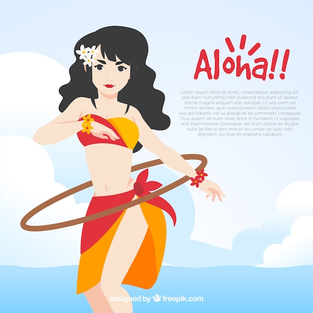 Gratis vector vlakke ontwerp aloha danser achtergrond