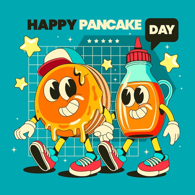 Gratis vector vlakke pannenkoek dag illustratie