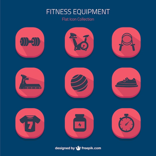 Gratis vector vlakke pictogrammen fitnessapparatuur