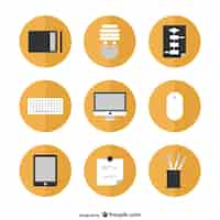 Gratis vector vlakke pictogrammen gratis graphics set