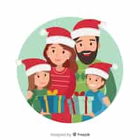 Gratis vector vlakke scène van de familie van kerstmis