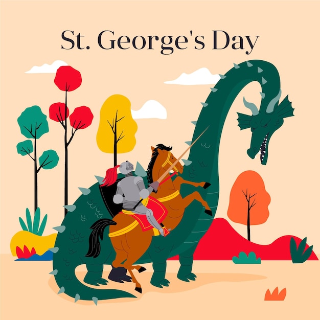 Gratis vector vlakke st. george's day illustratie