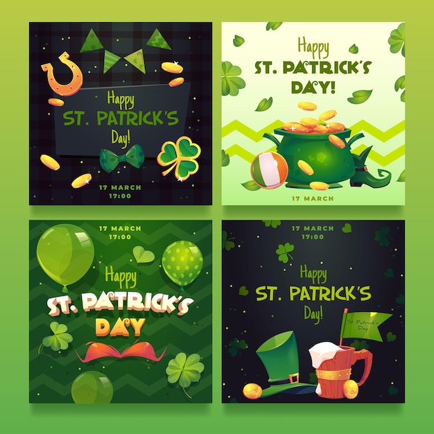 Vlakke st. patrick's day instagram-berichten