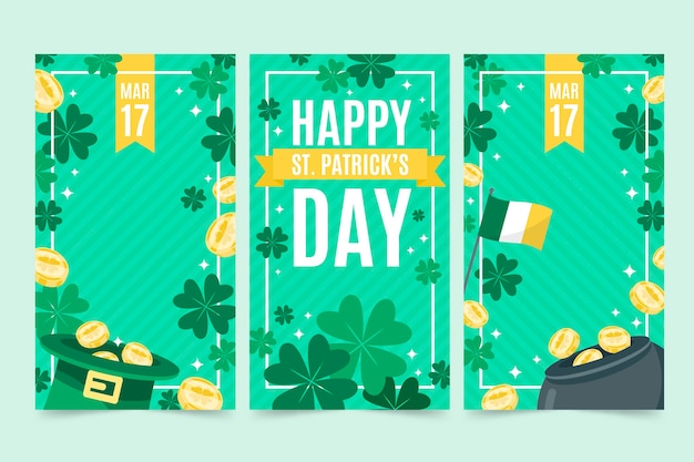 Vlakke st. patrick's day instagram-verhalencollectie