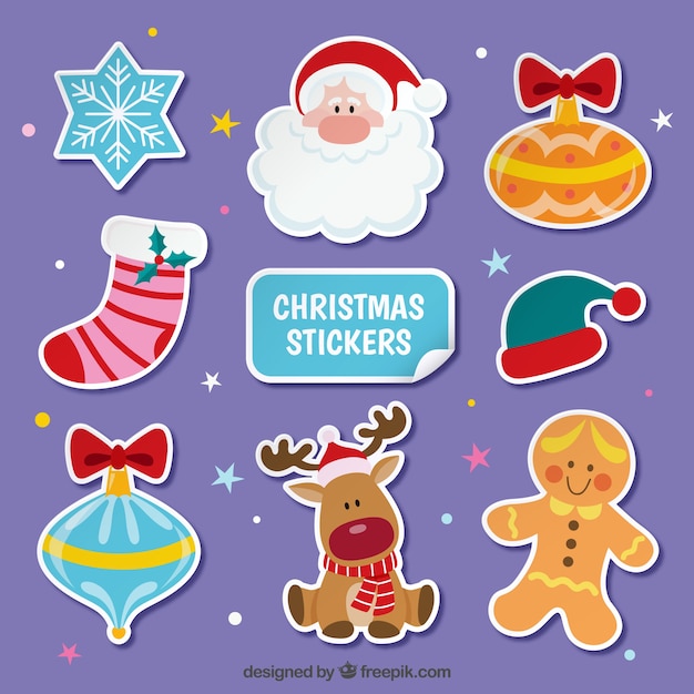 Vlakke stickers van kerstmis set