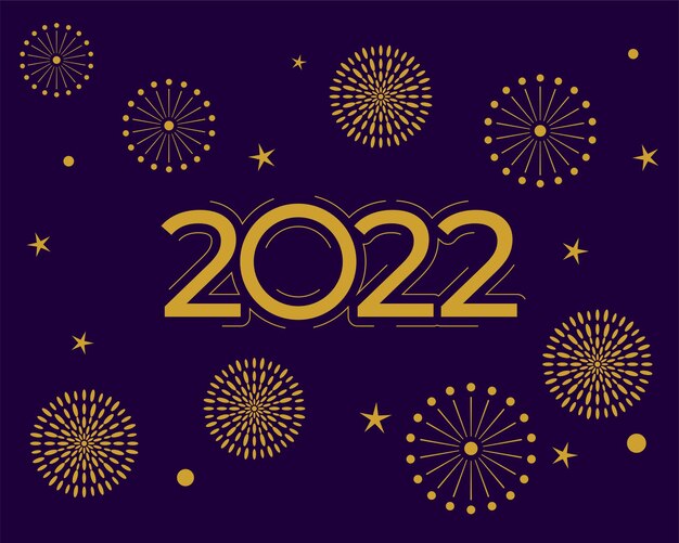 Vlakke stijl 2022 nieuwjaar vuurwerk achtergrond