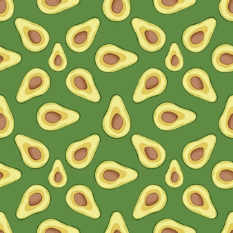 Vlakke stijl avocado naadloze patroon vector avocado achtergronden