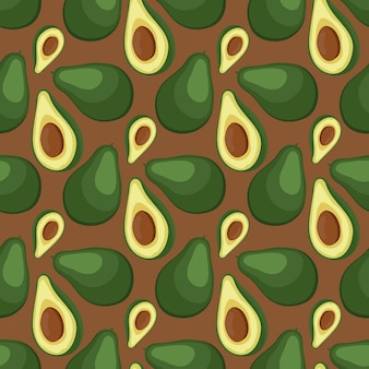 Vlakke stijl avocado naadloze patroon vector avocado achtergronden