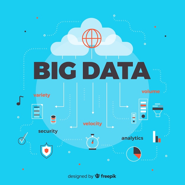 Vlakke stijl big data-achtergrond