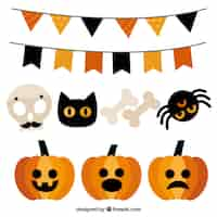 Gratis vector vlakke stijl elementen om halloween te vieren