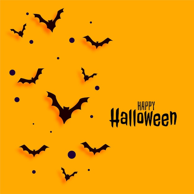 Vlakke stijl geel happy halloween-kaartontwerp