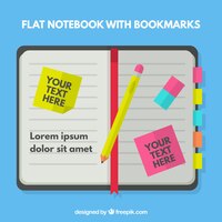 Vlakke stijl notebook met notities