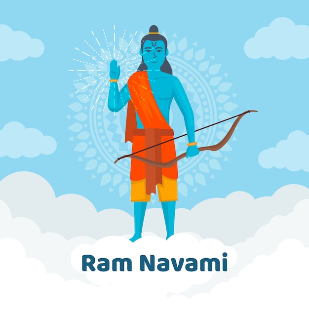 Gratis vector vlakke stijl voor ram navami-evenement