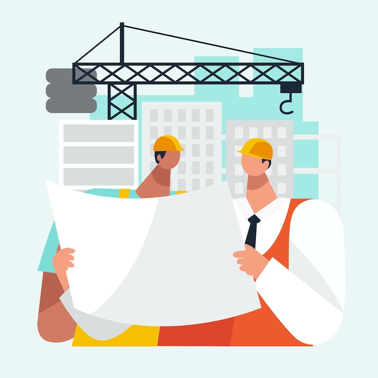 Gratis Vector vlakke techniek en constructie