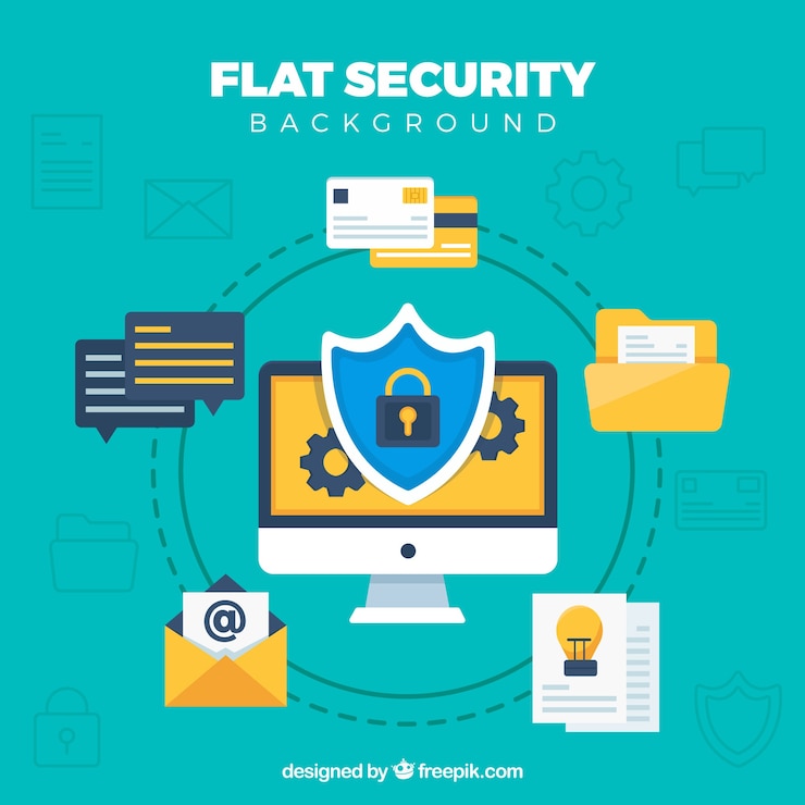 Gratis Vector vlakke veiligheidsachtergrond