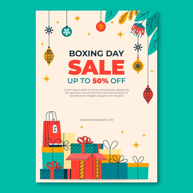 Gratis vector vlakke verticale poster sjabloon voor boxing day verkopen