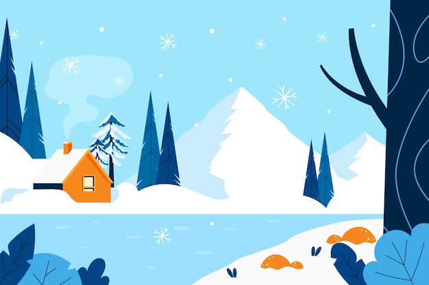 Gratis vector vlakke winterachtergrond