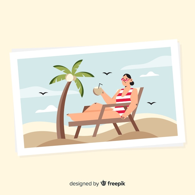 Gratis vector vlakke zomervakantie briefkaart