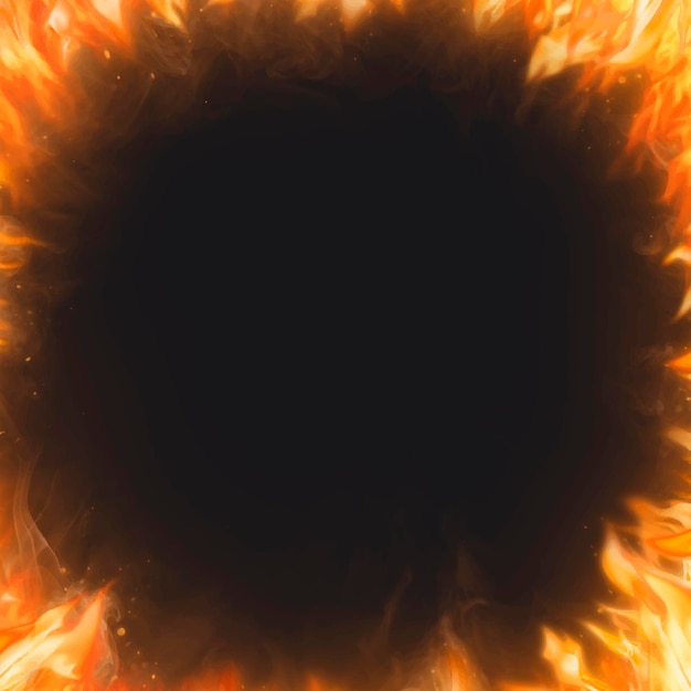 Vlam frame achtergrond, zwarte realistische vuur afbeelding vector