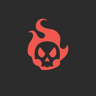Vlammende rode schedel logo op zwarte achtergrond tribal decal stencil tattoo vectorillustratie