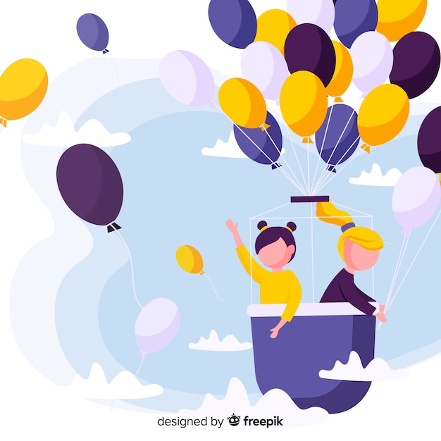 Gratis vector vliegende ballon kinderen dag achtergrond