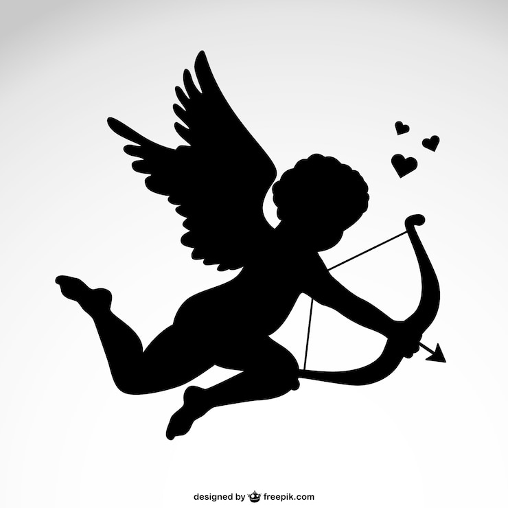 Gratis Vector vliegende cupido silhouet