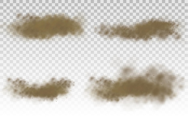 Vliegende zandbruine stoffige wegwolk of droog zand vliegend met een windvlaag zandstorm