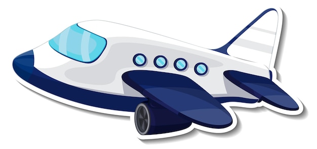 Gratis vector vliegtuig cartoon sticker op witte achtergrond