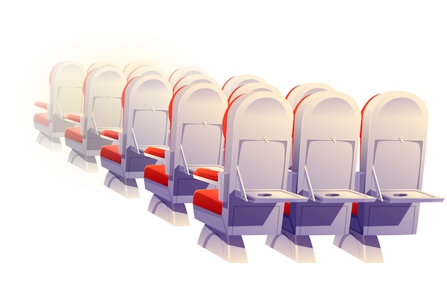 Gratis vector vliegtuigstoelen achteraanzicht, economy class stoelen