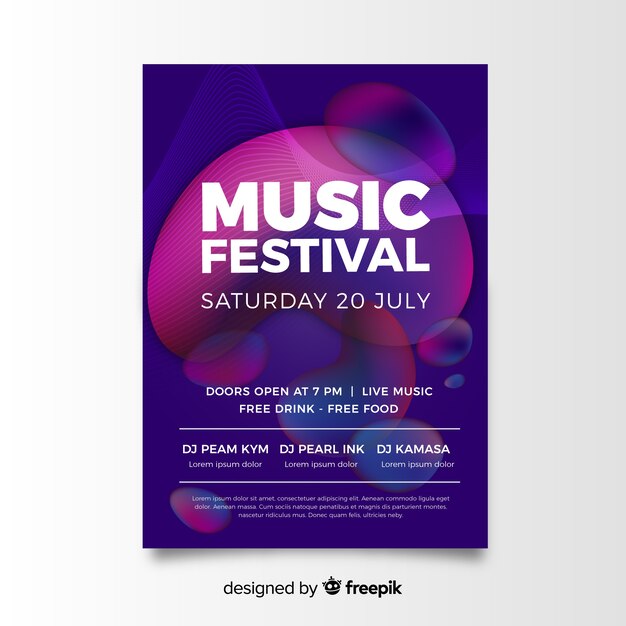 Vloeibaar effect muziek poster sjabloon