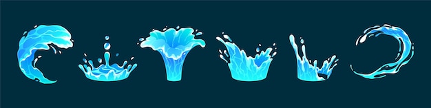 Gratis vector vloeibaar water spatten vallende aquadruppels