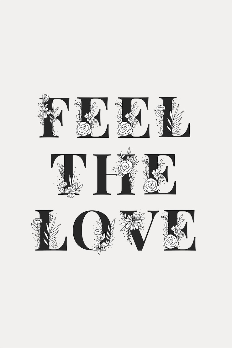 Gratis Vector voel de love-bloementypografie
