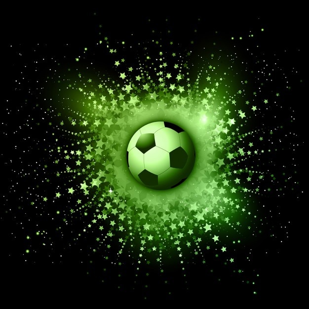 Gratis vector voetbal bal op een abstracte ster barsten achtergrond