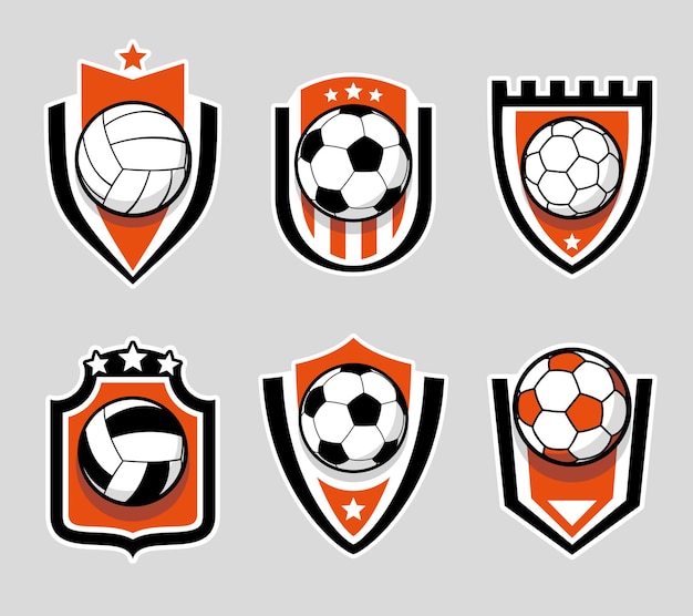 Voetbal en voetbal kleur logo set