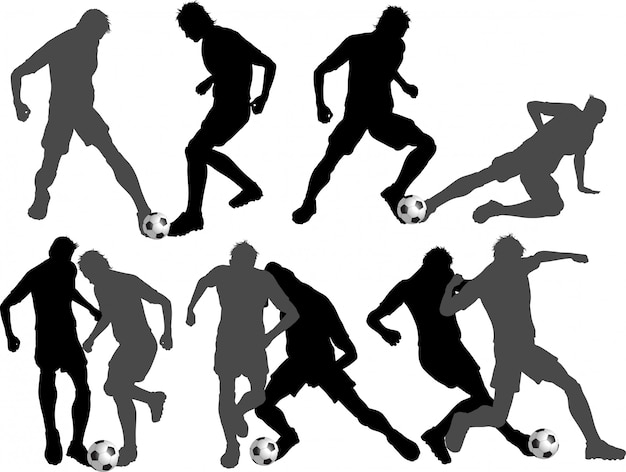 Gratis vector voetbal speler silhouetten set