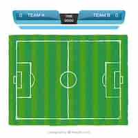 Gratis vector voetbal veld achtergrond met scorebord