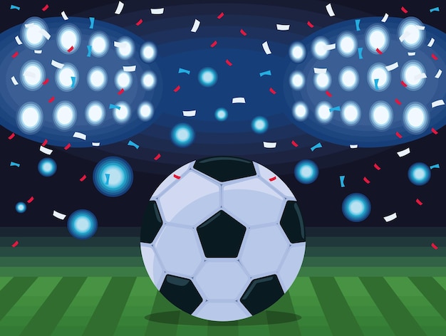 Gratis vector voetbalballon in stadion