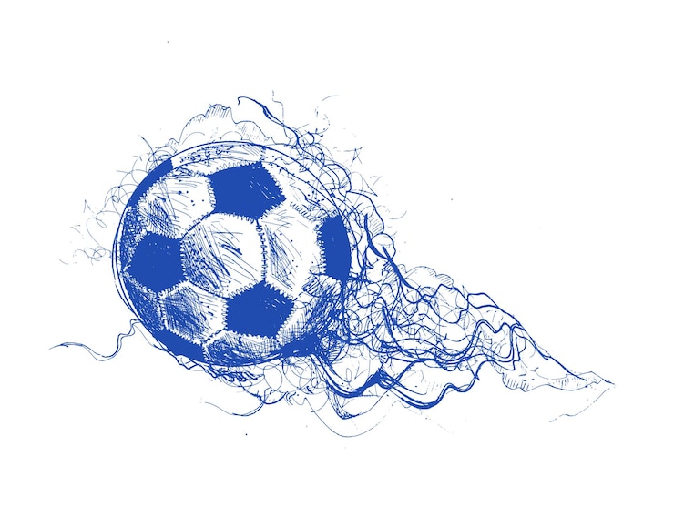 Gratis Vector voetbalschets met smokey wave ontwerp vectorillustratie