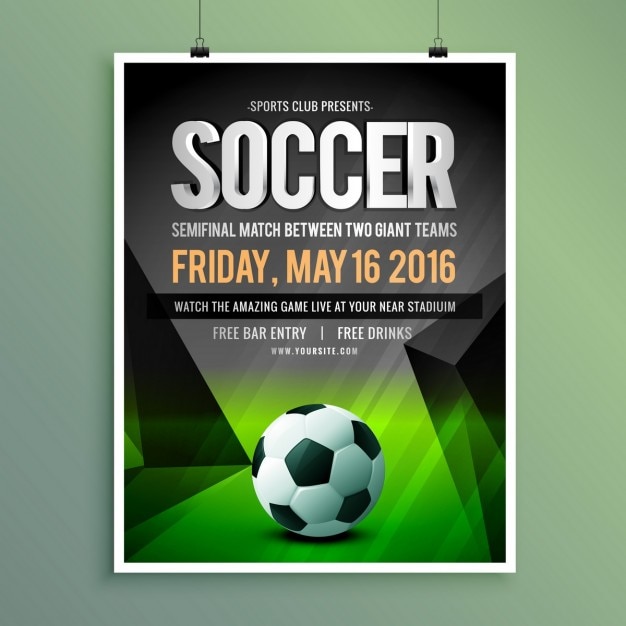 Gratis vector voetbalwedstrijd flyer template design