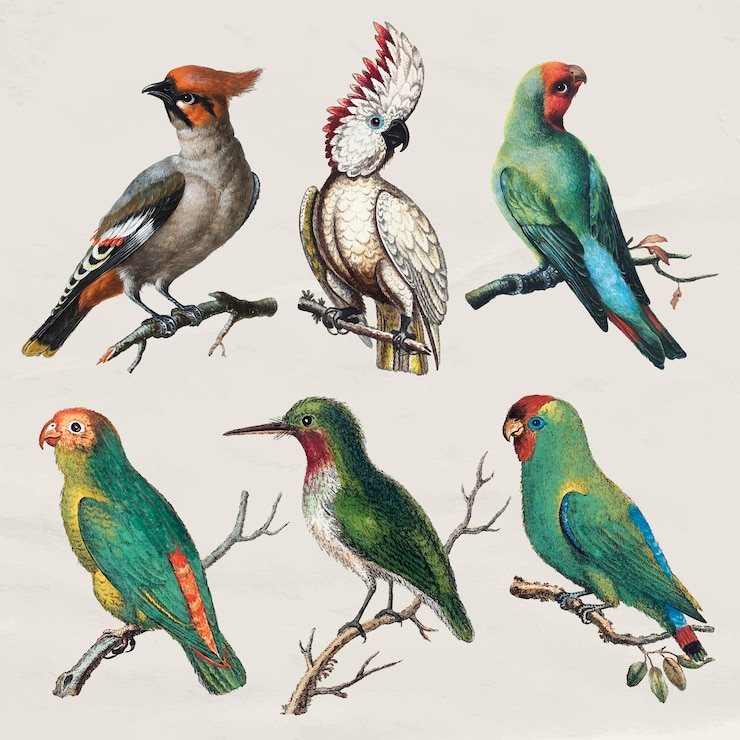 Gratis Vector vogel collage element, vintage collage element ontwerp vector set