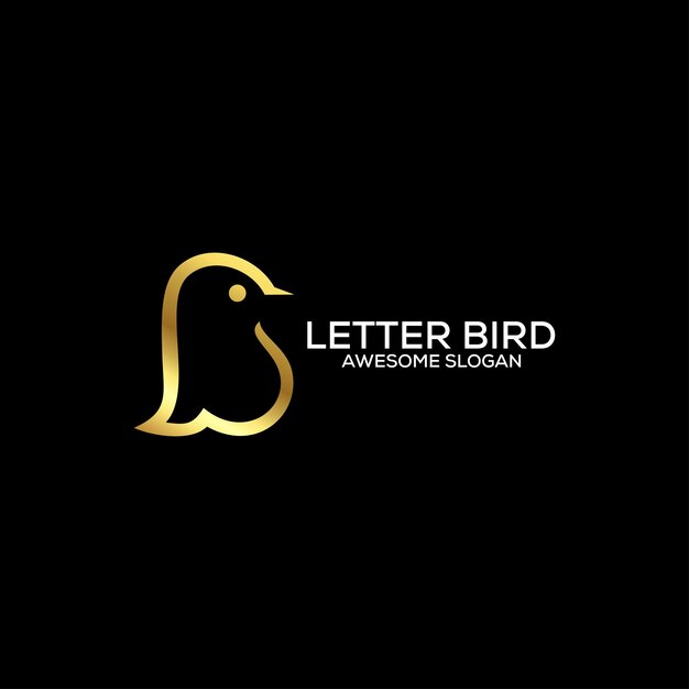 Vogel met letter b logo ontwerp luxe lijntekeningen