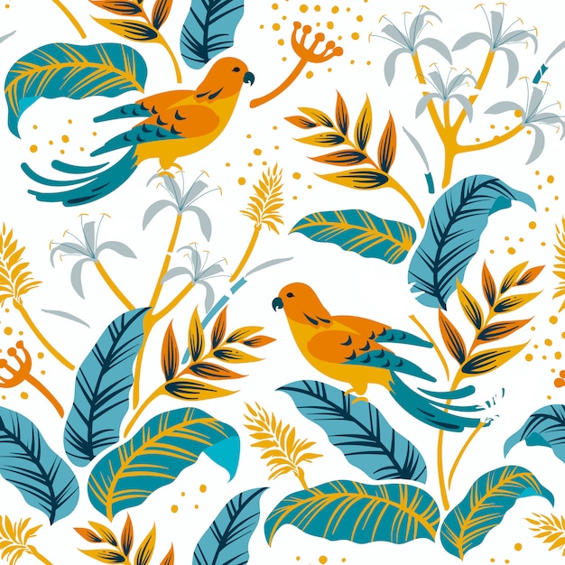 Gratis vector vogels in het natuurpatroon