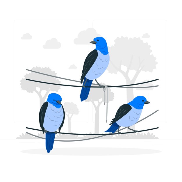 Vogels op een draad concept illustratie