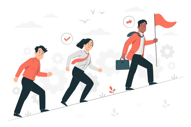 Volg de illustratie van het leiderconcept