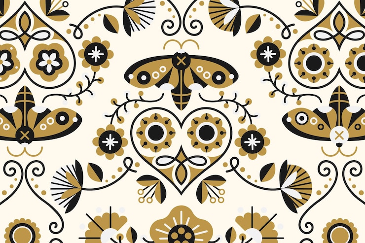 Gratis Vector volkskunst naadloos patroon