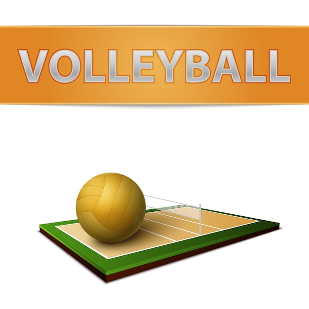 Gratis vector volleybal bal en veld embleem