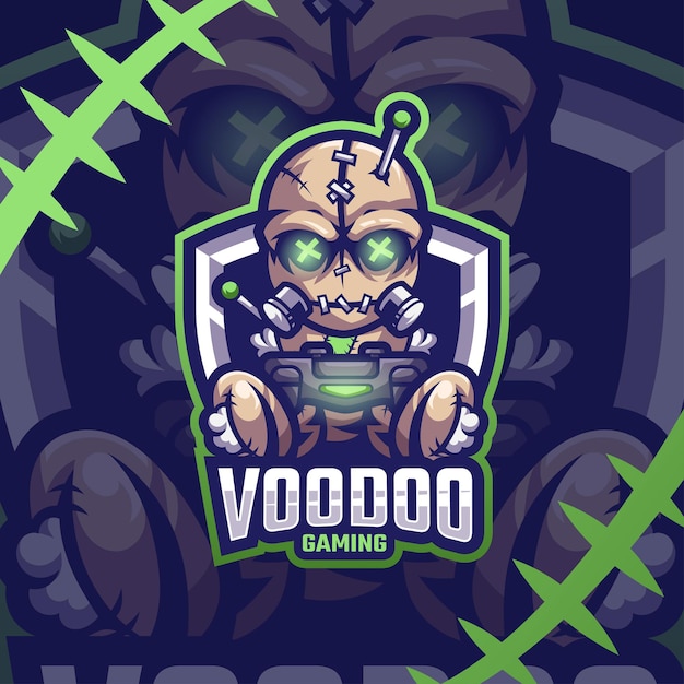 Voodoo gaming mascotte esport logo ontwerp premium vector Premium Vector