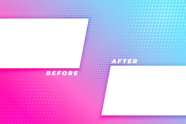 Gratis Vector voor en na de achtergrond van het gevechtsconcept met halftooneffect
