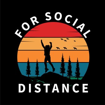 Voor sociale afstand bergillustratie buitenavontuur wandelt-shirtontwerp